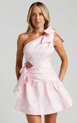 Mathilda Mini Dress - Cut Out Side Wrap Dress in Pink