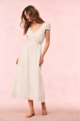 Suvi Cotton Midi Dress - White