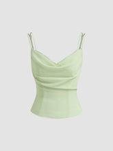 Chiffon Cowl Neck Lettuce Trim Cami Top