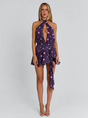 Alasia Mini Dress Deep Mauve Polka Dot