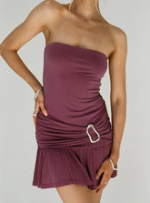 Love Lingers Strapless Mini Dress Burgundy Petite