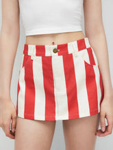 Cotton Low Rise Stripe Pocket Mini Skirt