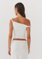 Solace Soul Twist Shoulder Top - Ivory