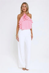 Floral Pop Halter Top Pink